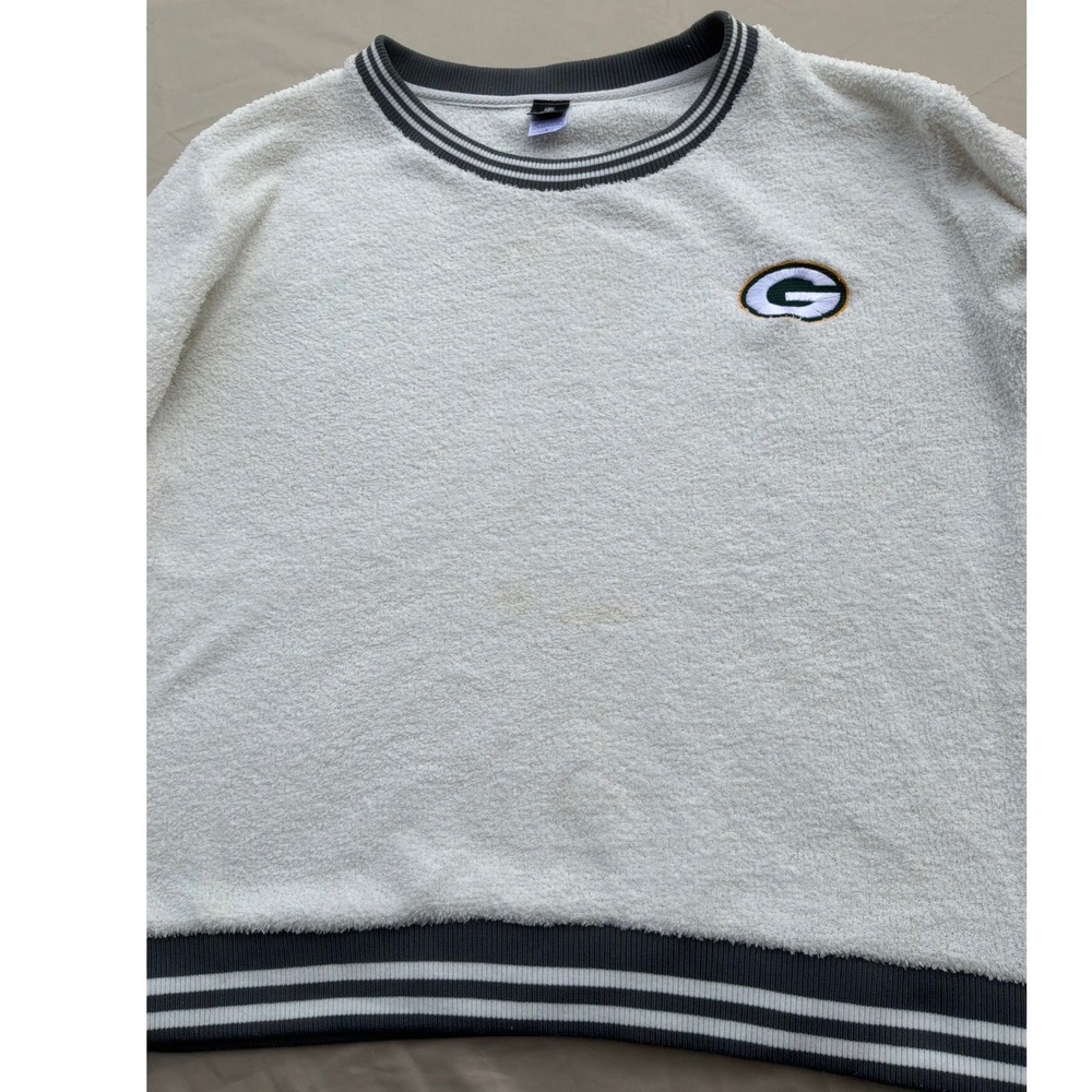 Sporty Womens NFL Green Bay Packers Sherpa Pullover Sweatshirt L White